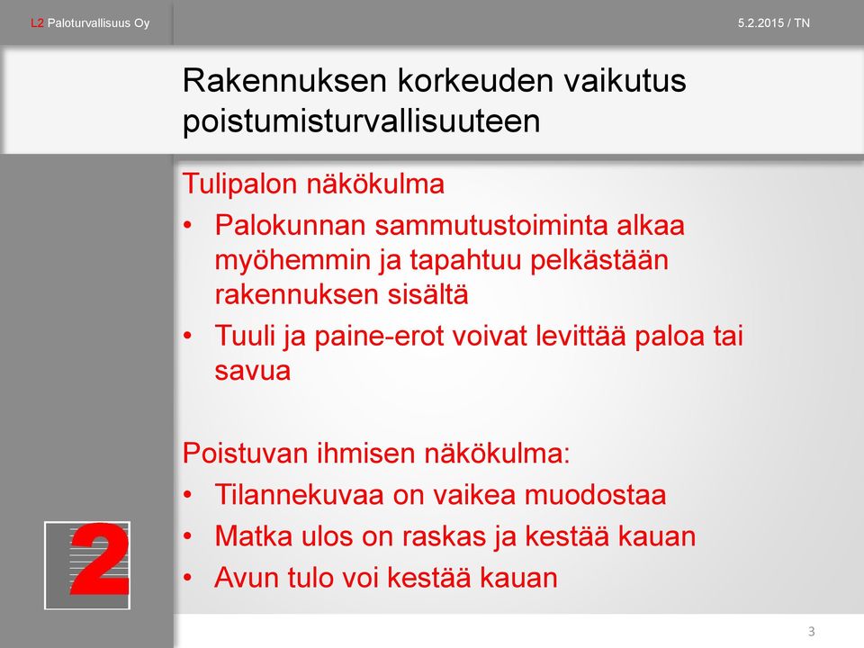 sisältä Tuuli ja paine-erot voivat levittää paloa tai savua Poistuvan ihmisen