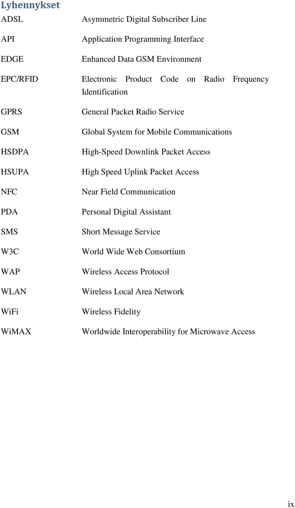 Communications High-Speed Downlink Packet Access High Speed Uplink Packet Access Near Field Communication Personal Digital Assistant Short Message