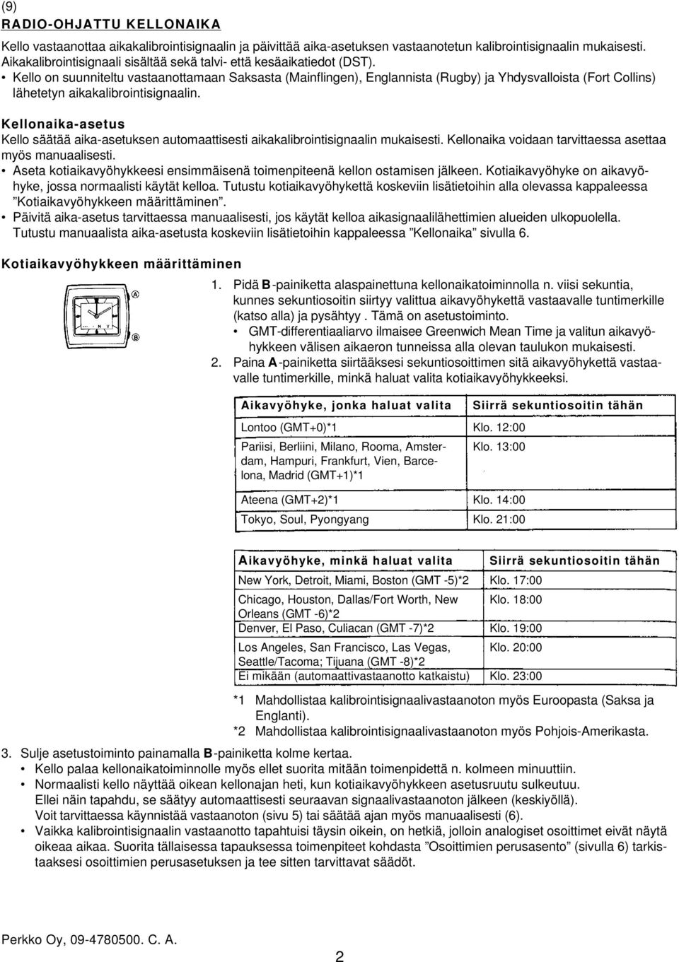 Kello on suunniteltu vastaanottamaan Saksasta (Mainflingen), Englannista (Rugby) ja Yhdysvalloista (Fort Collins) lähetetyn aikakalibrointisignaalin.