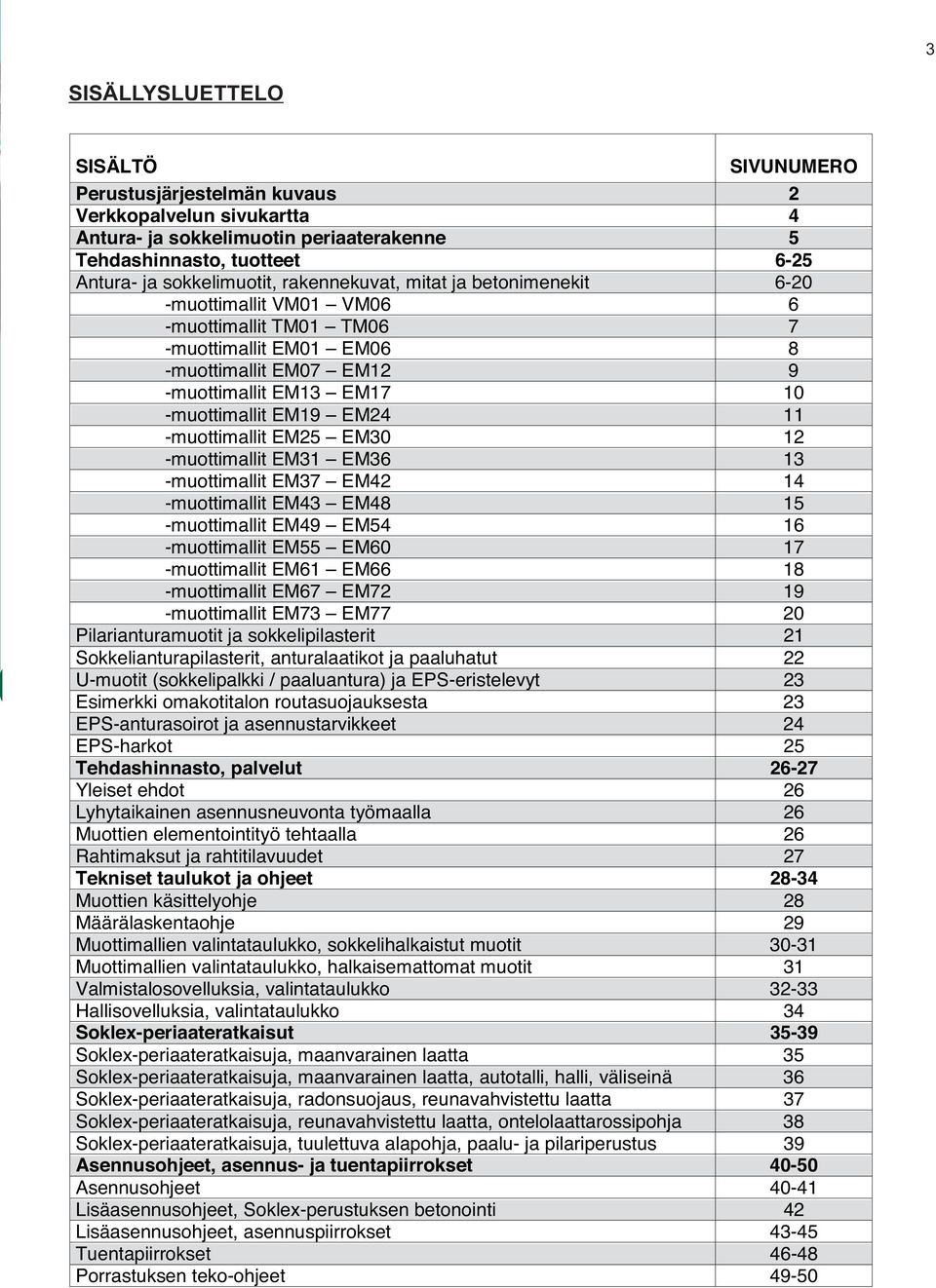 -muottimallit EM25 EM30 12 -muottimallit EM31 EM36 13 -muottimallit EM37 EM42 14 -muottimallit EM43 EM48 15 -muottimallit EM49 EM54 16 -muottimallit EM55 EM60 17 -muottimallit EM61 EM66 18