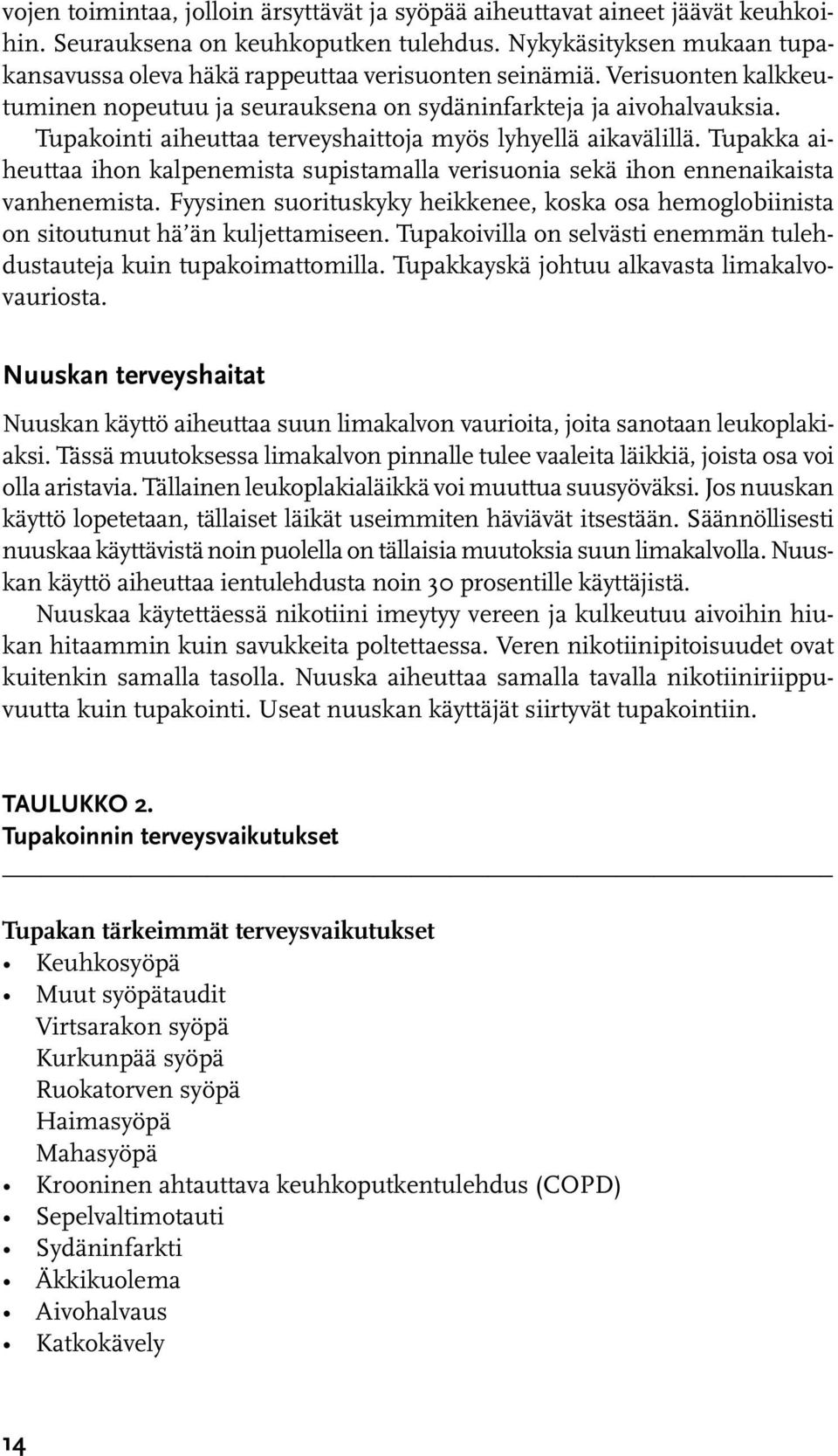 Tupakointi aiheuttaa terveyshaittoja myös lyhyellä aikavälillä. Tupakka aiheuttaa ihon kalpenemista supistamalla verisuonia sekä ihon ennenaikaista vanhenemista.