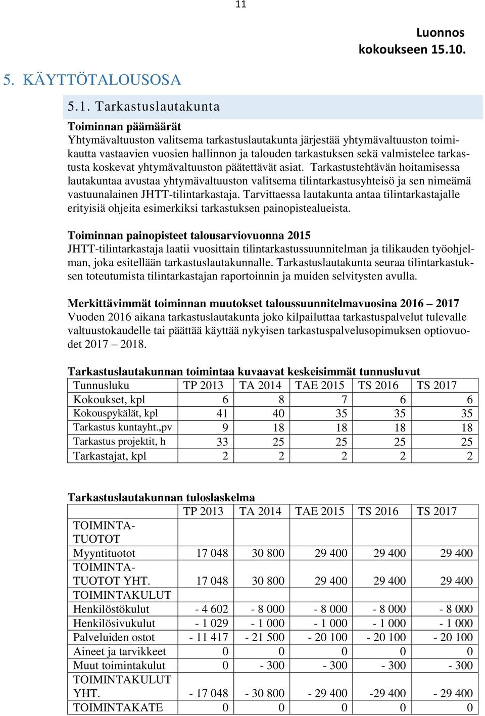 Tarkastustehtävän hoitamisessa lautakuntaa avustaa yhtymävaltuuston valitsema tilintarkastusyhteisö ja sen nimeämä vastuunalainen JHTT-tilintarkastaja.