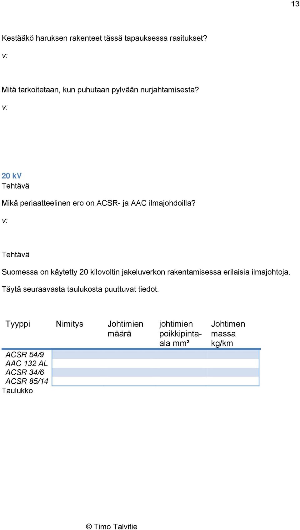 20 kv Mikä periaatteelinen ero on ACSR- ja AAC ilmajohdoilla?