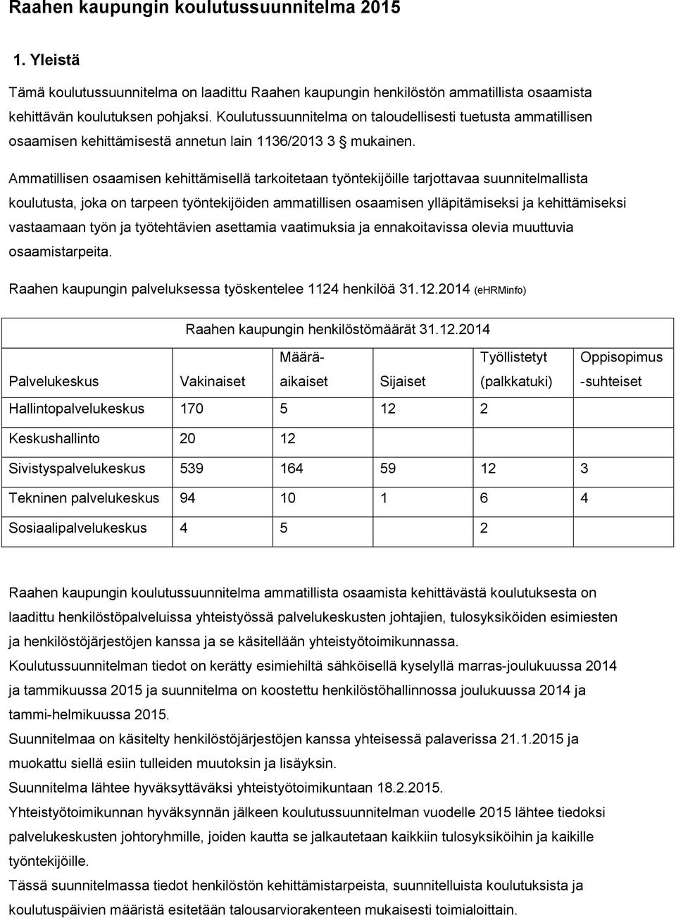 Ammatillisen osaamisen kehittämisellä tarkoitetaan työntekijöille tarjottavaa suunnitelmallista koulutusta, joka on tarpeen työntekijöiden ammatillisen osaamisen ylläpitämiseksi ja kehittämiseksi