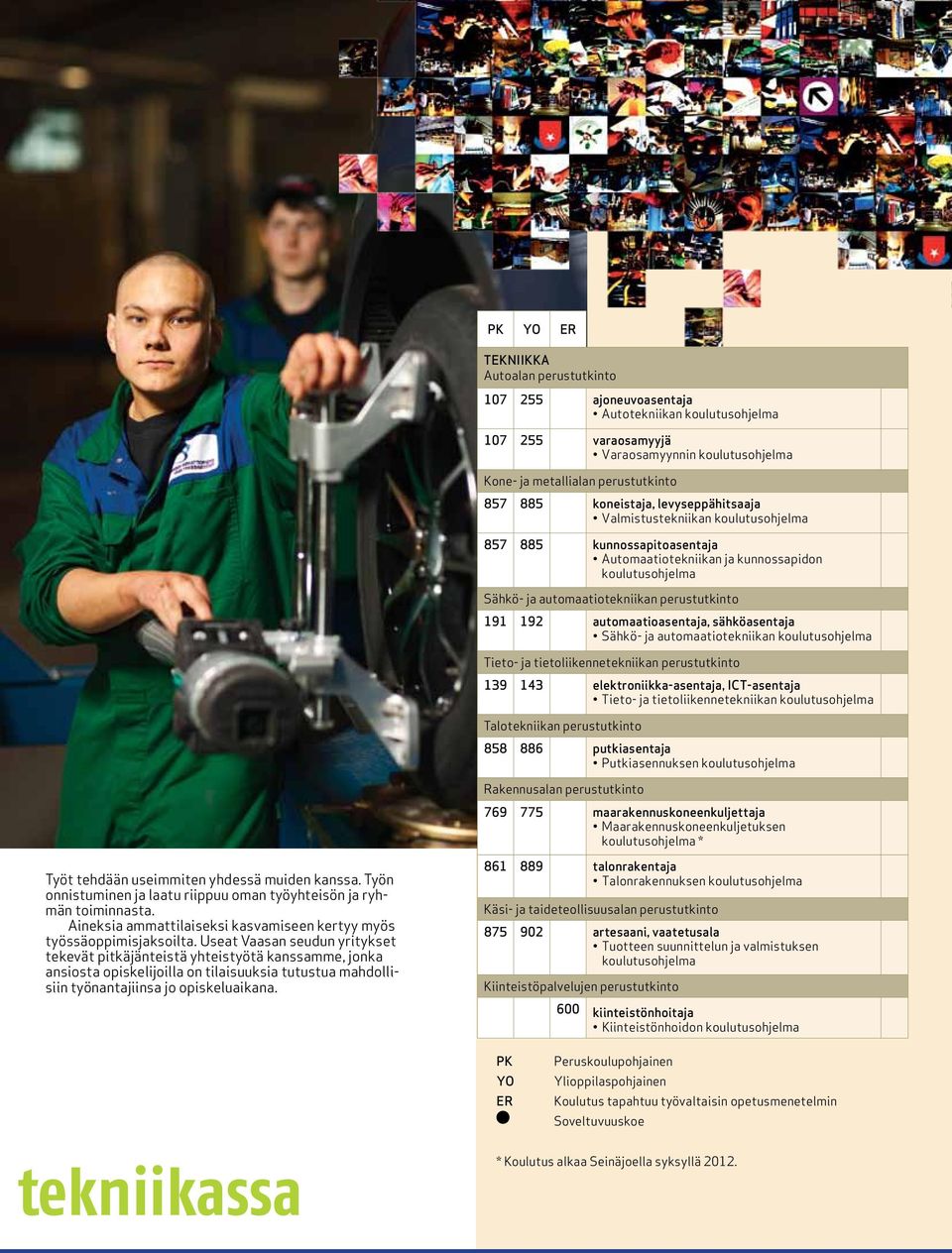 automaatioasentaja, sähköasentaja Sähkö- ja automaatiotekniikan koulutusohjelma Tieto- ja tietoliikennetekniikan perustutkinto 139 143 elektroniikka-asentaja, ICT-asentaja Tieto- ja