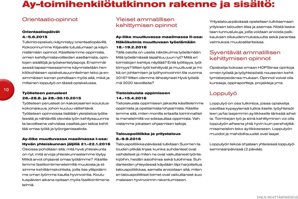 Ensimmäisessä tapaamisessamme käynnistetään henkilökohtaisen opiskelusuunnitelman teko ja ensimmäisen kerran pohditaan myös sitä, mikä ja millainen lopputyö on tässä opiskelussa.