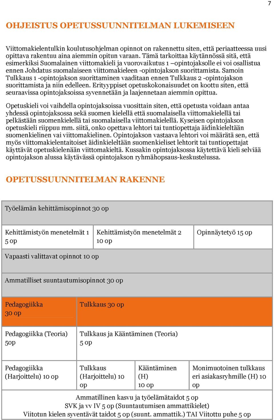 suorittamista. Samoin Tulkkaus 1 -opintojakson suorittaminen vaaditaan ennen Tulkkaus 2 -opintojakson suorittamista ja niin edelleen.