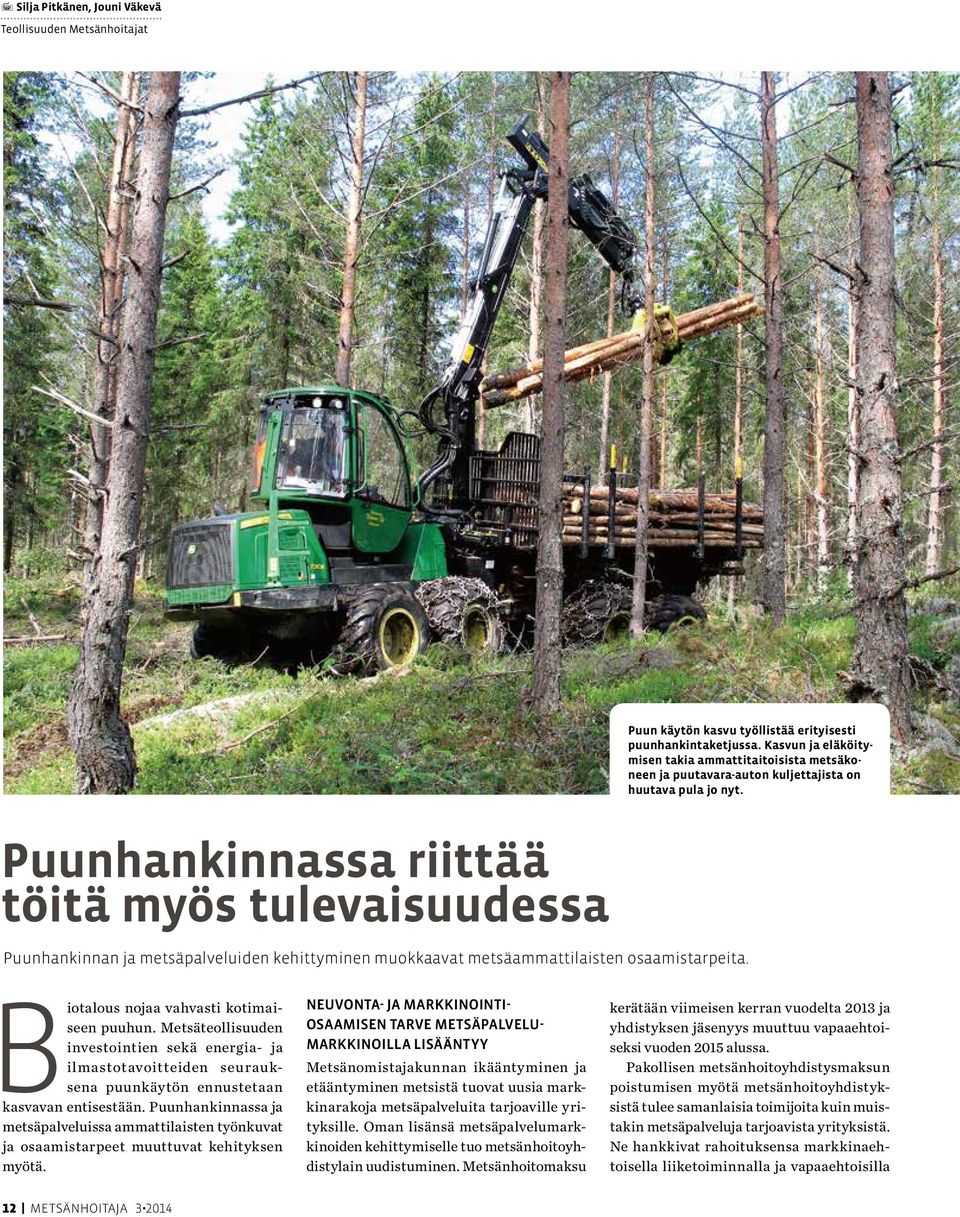 Biotalous nojaa vahvasti kotimaiseen puuhun. Metsäteollisuuden investointien sekä energia- ja ilmastotavoitteiden seurauksena puunkäytön ennustetaan kasvavan entisestään.