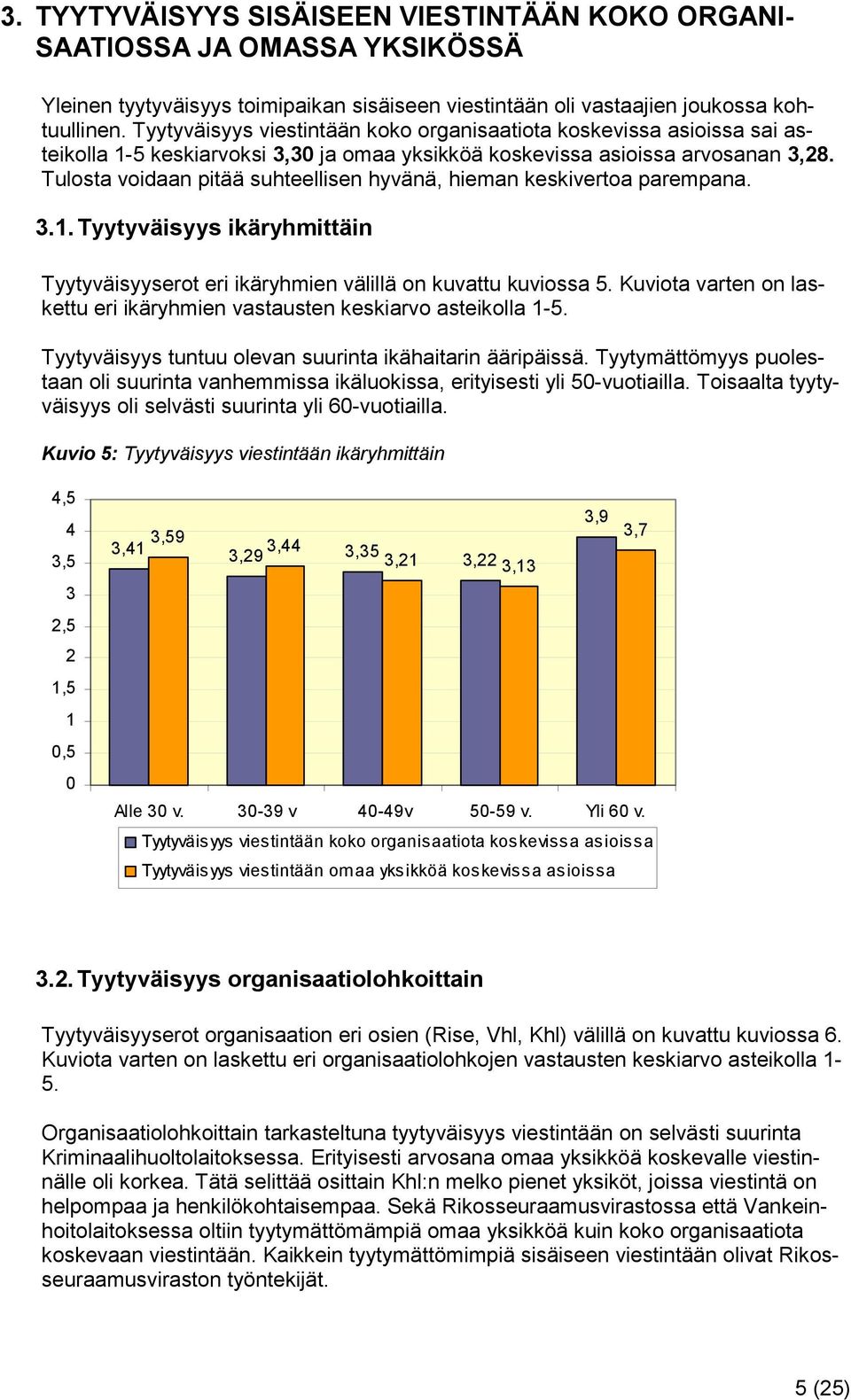 Tulosta voidaan pitää suhteellisen hyvänä, hieman keskivertoa parempana. 3.1. Tyytyväisyys ikäryhmittäin Tyytyväisyyserot eri ikäryhmien välillä on kuvattu kuviossa 5.