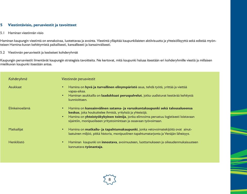 2 Viestinnän perusviestit ja keskeiset kohderyhmät Kaupungin perusviestit ilmentävät kaupungin strategisia tavoitteita.