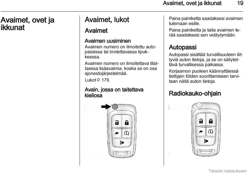 Avain, jossa on taitettava kieliosa Paina painiketta saadaksesi avaimen tulemaan esille. Paina painiketta ja taita avaimen terää saadaksesi sen vetäytymään.