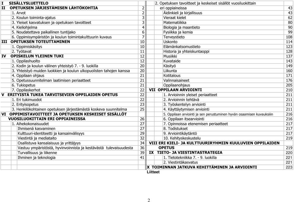 Noudatettava paikallinen tuntijako 6 Fysiikka ja kemia 99 6. Oppimisympäristön ja koulun toimintakulttuurin kuvaus 7 Terveystieto 108 III OPETUKSEN TOTEUTTAMINEN 10 Uskonto 114 1.