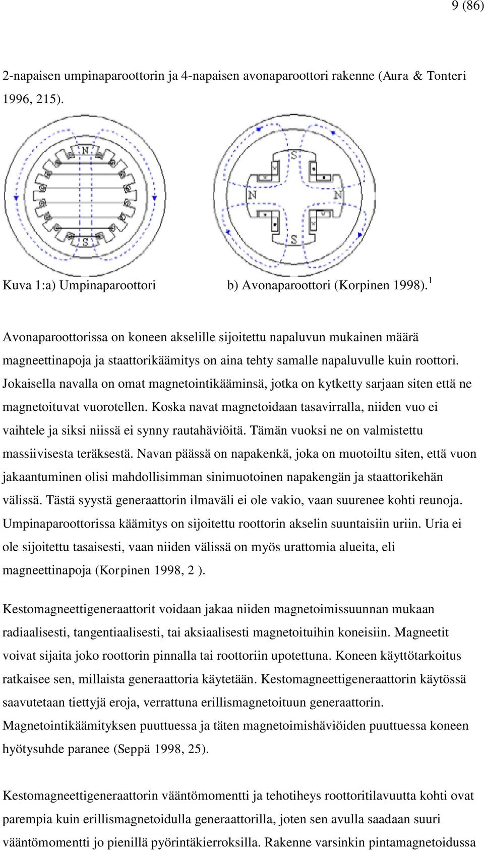 Jokaisella navalla on omat magnetointikääminsä, jotka on kytketty sarjaan siten että ne magnetoituvat vuorotellen.