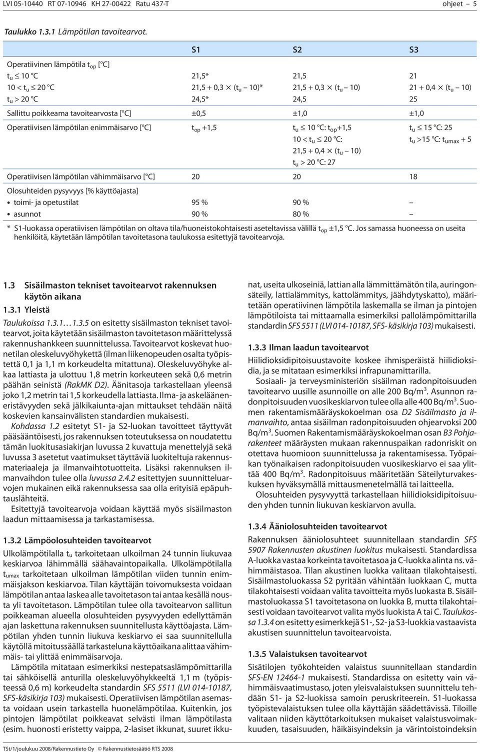 C] ±0,5 ±1,0 ±1,0 Operatiivisen lämpötilan enimmäisarvo [ C] t op +1,5 t u 10 C: t op +1,5 10 < t u 20 C: 21,5 + 0,4 (t u 10) t u > 20 C: 27 t u 15 C: 25 t u >15 C: t umax +5 Operatiivisen lämpötilan