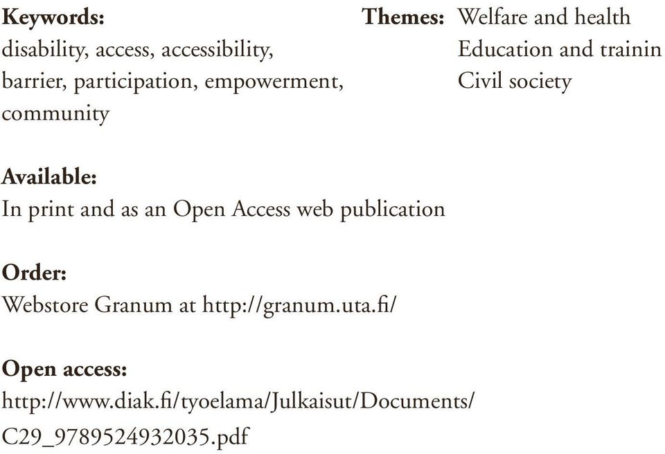 print and as an Open Access web publication Order: Webstore Granum at http://granum.