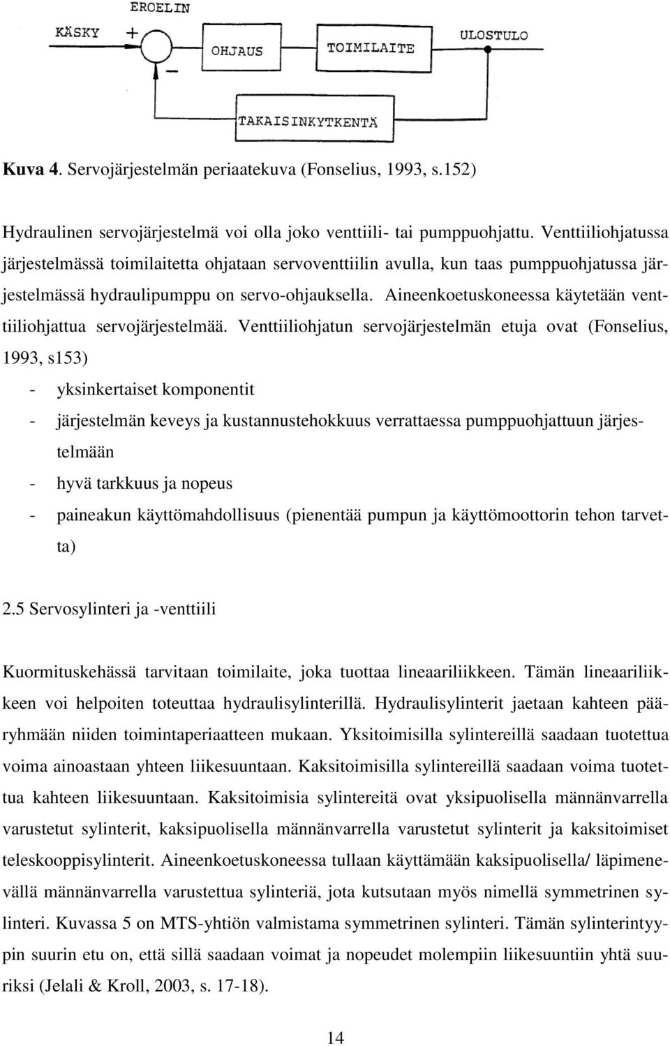 Aineenkoetuskoneessa käytetään venttiiliohjattua servojärjestelmää.