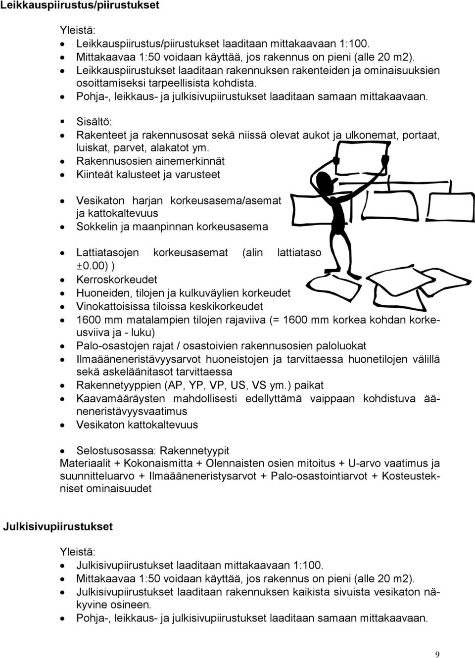 Sisältö: Rakenteet ja rakennusosat sekä niissä olevat aukot ja ulkonemat, portaat, luiskat, parvet, alakatot ym.