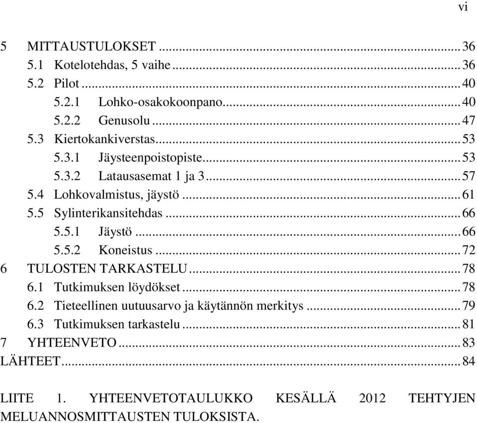 5 Sylinterikansitehdas... 66 5.5.1 Jäystö... 66 5.5.2 Koneistus... 72 6 TULOSTEN TARKASTELU... 78 6.1 Tutkimuksen löydökset... 78 6.2 Tieteellinen uutuusarvo ja käytännön merkitys.