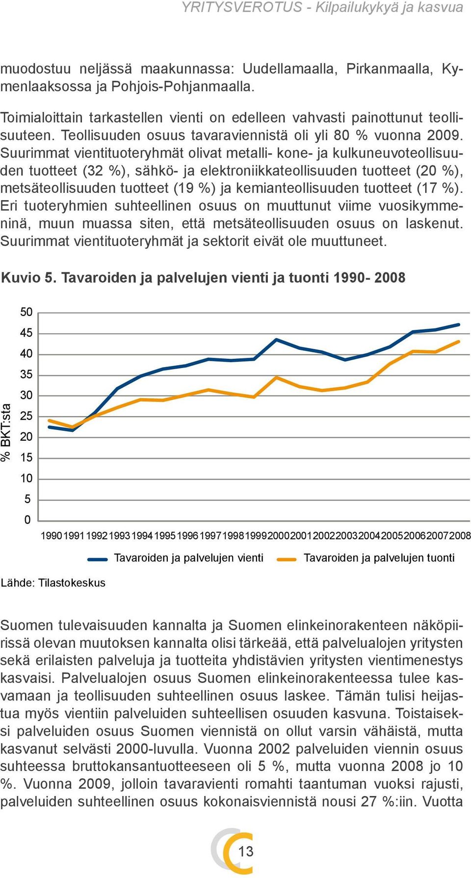 Suurimmat vientituoteryhmät olivat metalli- kone- ja kulkuneuvoteollisuuden tuotteet (32 %), sähkö- ja elektroniikkateollisuuden tuotteet (20 %), metsäteollisuuden tuotteet (19 %) ja