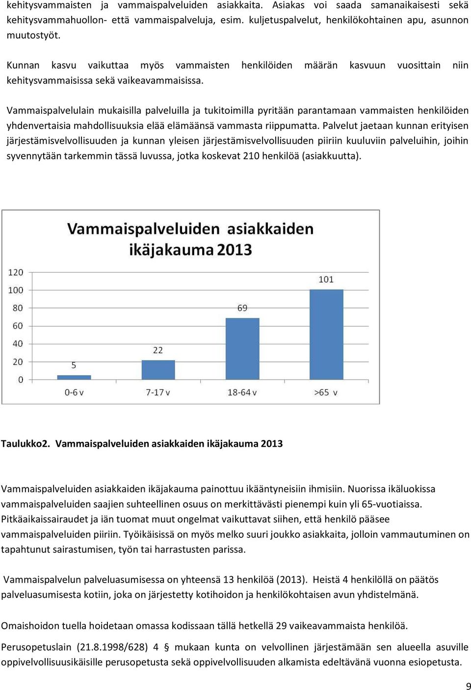 Vammaispalvelulain mukaisilla palveluilla ja tukitoimilla pyritään parantamaan vammaisten henkilöiden yhdenvertaisia mahdollisuuksia elää elämäänsä vammasta riippumatta.