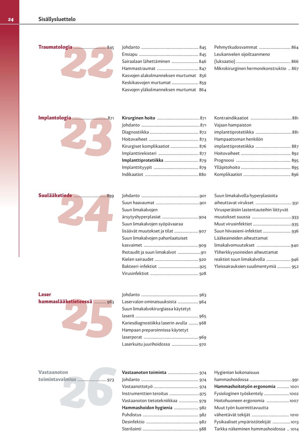 ..899 Implanttirekisteri... 877 Implanttiprotetiikka... 879 Implanttityypit... 879 Indikaatiot... 880 Johdanto...901 Suun haavaumat...901 Suun limakalvojen ärsytyshyperplasiat.