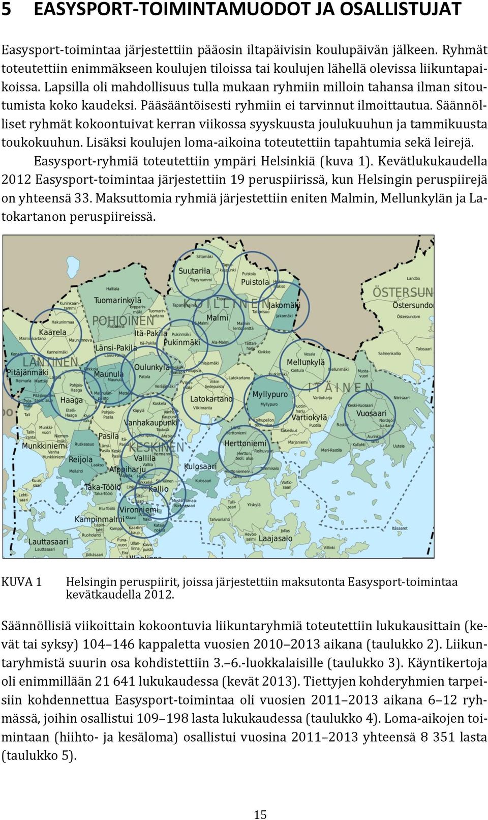 Pääsääntöisesti ryhmiin ei tarvinnut ilmoittautua. Säännölliset ryhmät kokoontuivat kerran viikossa syyskuusta joulukuuhun ja tammikuusta toukokuuhun.