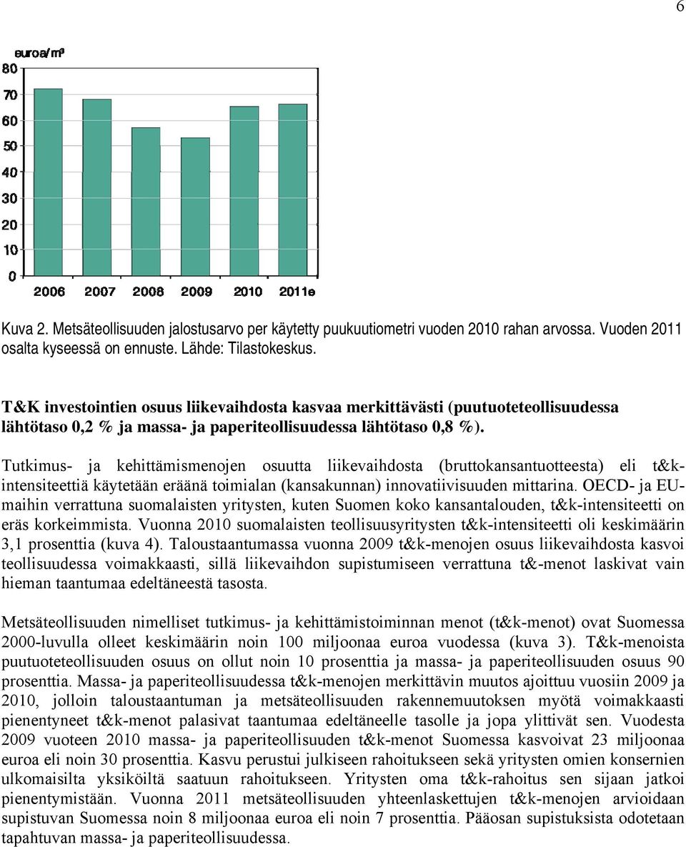 Tutkimus- ja kehittämismenojen osuutta liikevaihdosta (bruttokansantuotteesta) eli t&kintensiteettiä käytetään eräänä toimialan (kansakunnan) innovatiivisuuden mittarina.