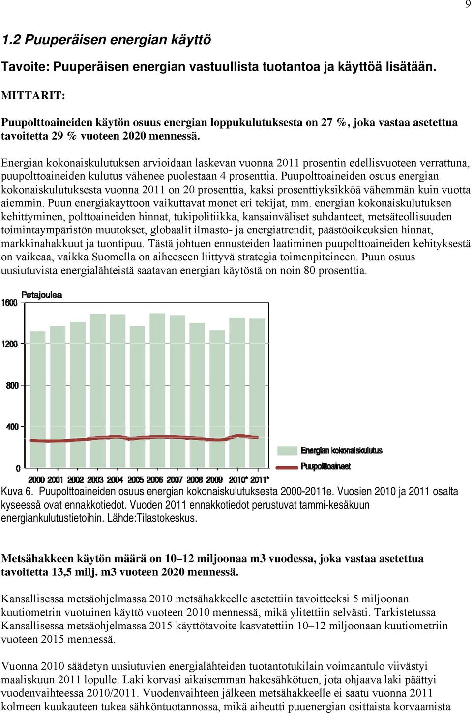 Energian kokonaiskulutuksen arvioidaan laskevan vuonna 2011 prosentin edellisvuoteen verrattuna, puupolttoaineiden kulutus vähenee puolestaan 4 prosenttia.