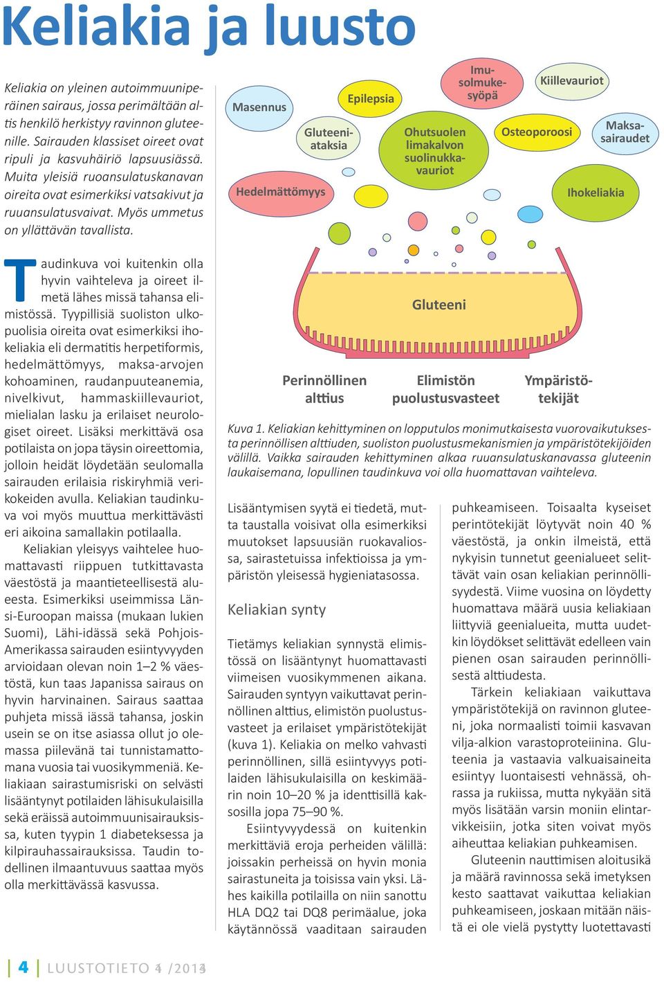 Masennus Hedelmättömyys Epilepsia Kiillevauriot Osteoporoosi Ihokeliakia Ohutsuolen limakalvon suolinukkavauriot Gluteeniataksia Imusolmukesyöpä Maksasairaudet Taudinkuva voi kuitenkin olla hyvin