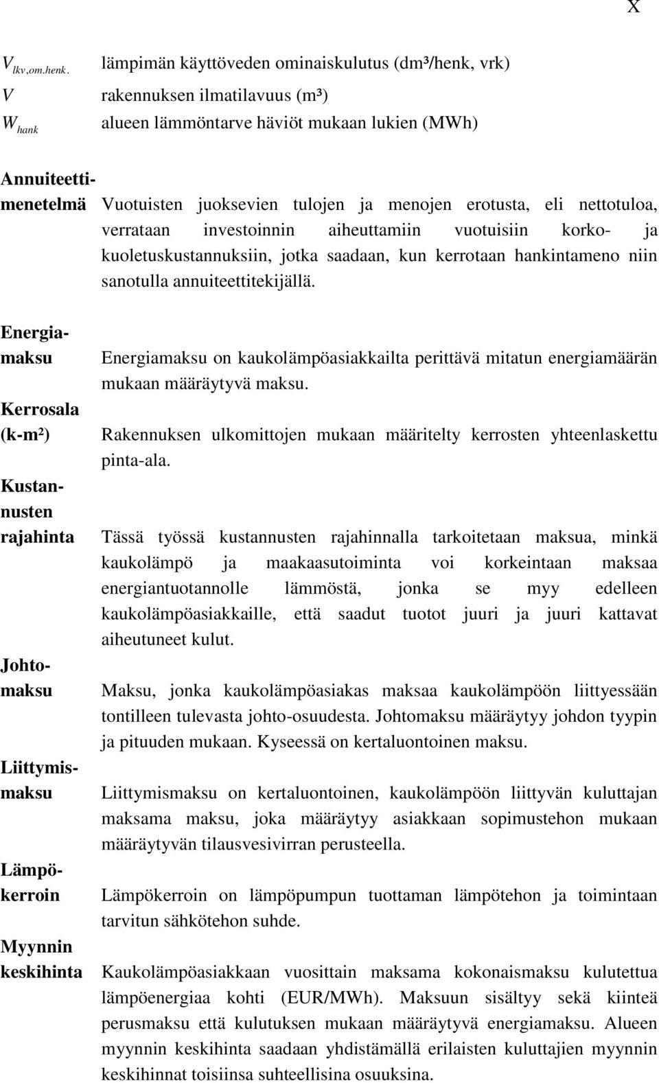 aiheuttamiin vuotuisiin korko- ja kuoletuskustannuksiin, jotka saadaan, kun kerrotaan hankintameno niin sanotulla annuiteettitekijällä.