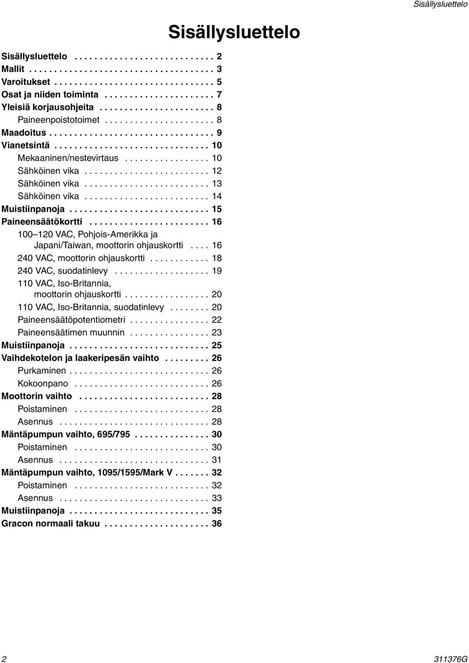 .............................. 10 Mekaaninen/nestevirtaus................. 10 Sähköinen vika......................... 12 Sähköinen vika......................... 13 Sähköinen vika......................... 14 Muistiinpanoja.