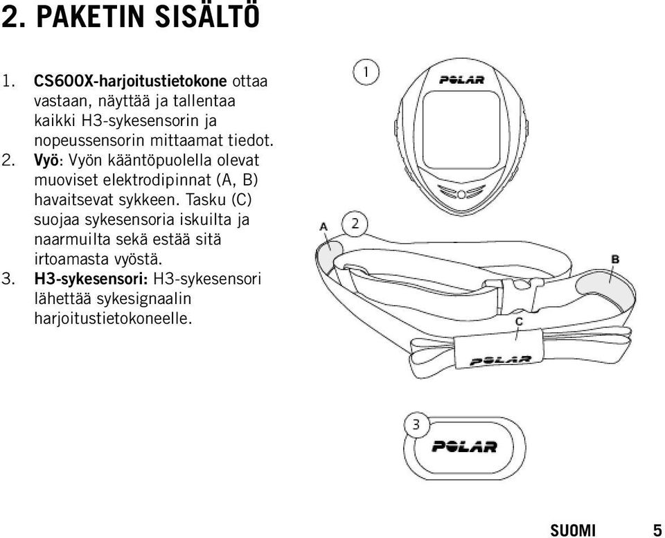 nopeussensorin mittaamat tiedot. 2.