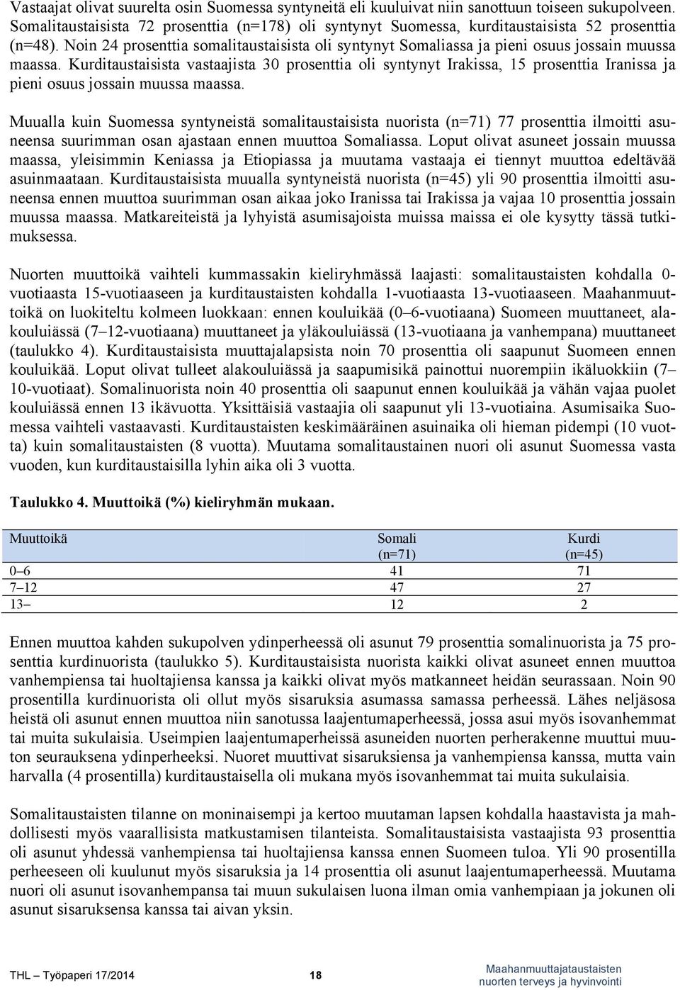 Noin 24 prosenttia somalitaustaisista oli syntynyt Somaliassa ja pieni osuus jossain muussa maassa.