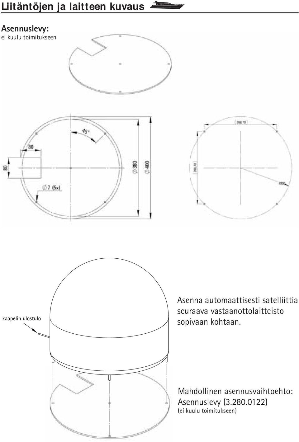 satelliittia seuraava vastaanottolaitteisto sopivaan kohtaan.