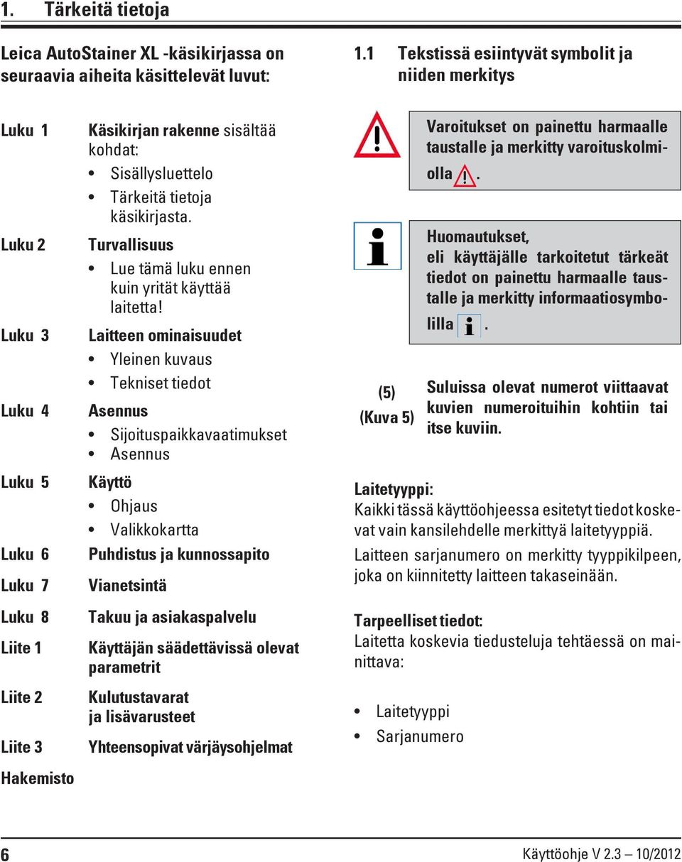 Tärkeitä tietoja käsikirjasta. Turvallisuus Lue tämä luku ennen kuin yrität käyttää laitetta!