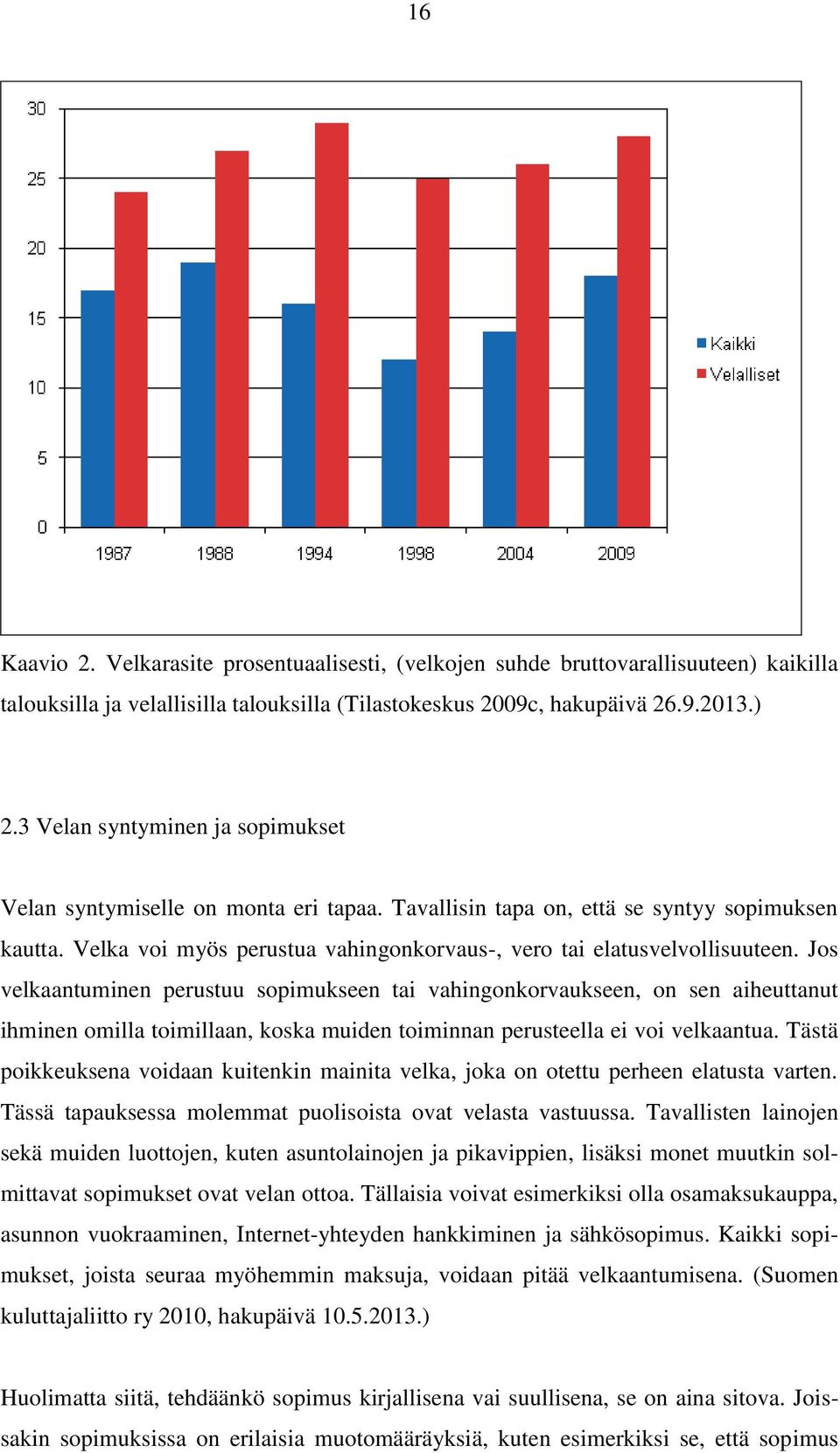 Jos velkaantuminen perustuu sopimukseen tai vahingonkorvaukseen, on sen aiheuttanut ihminen omilla toimillaan, koska muiden toiminnan perusteella ei voi velkaantua.