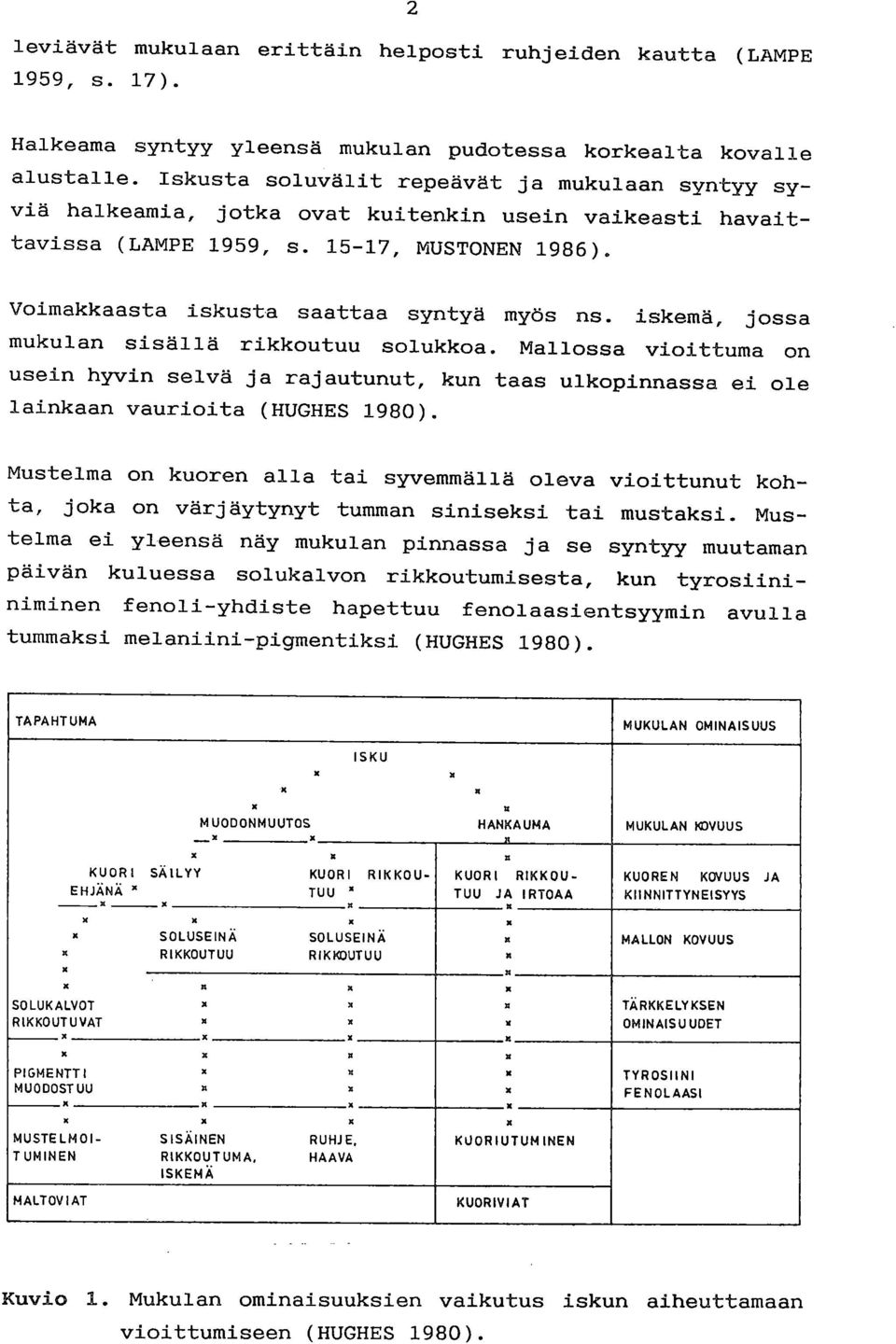 iskemä, jossa mukulan sisällä rikkoutuu solukkoa. Mallossa vioittuma on usein hyvin selvä ja rajautunut, kun taas ulkopinnassa ei ole lainkaan vaurioita (HUGHES 1980).
