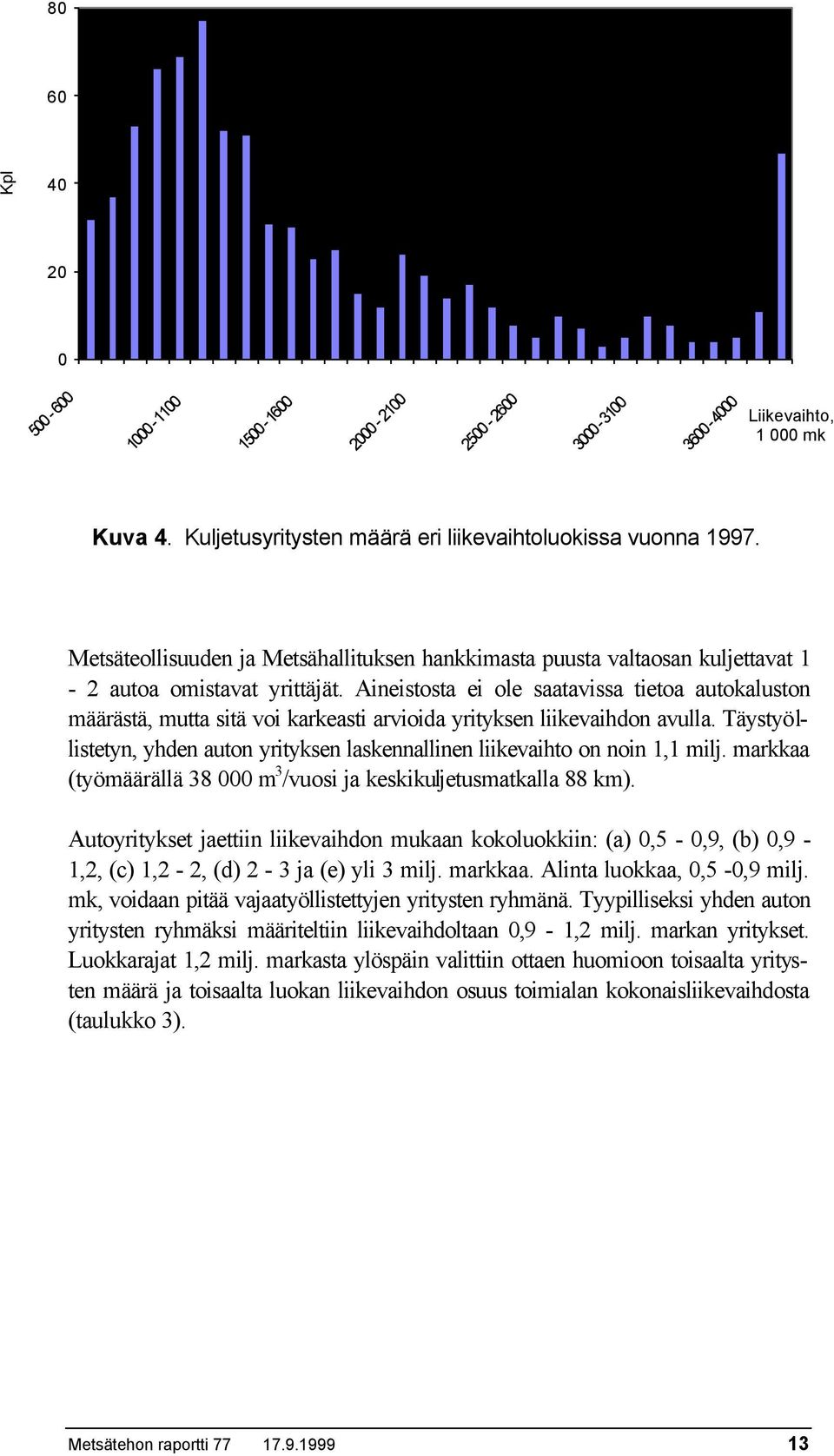 Aineistosta ei ole saatavissa tietoa autokaluston määrästä, mutta sitä voi karkeasti arvioida yrityksen liikevaihdon avulla.