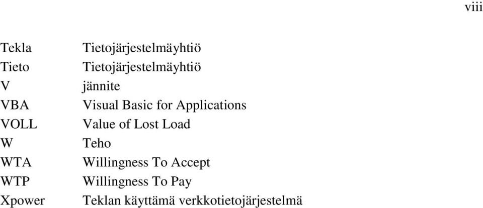 Visual Basic for Applications Value of Lost Load Teho