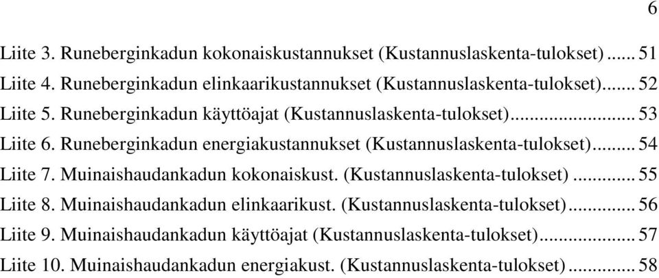 Runeberginkadun energiakustannukset (Kustannuslaskenta-tulokset)... 54 Liite 7. Muinaishaudankadun kokonaiskust. (Kustannuslaskenta-tulokset)... 55 Liite 8.