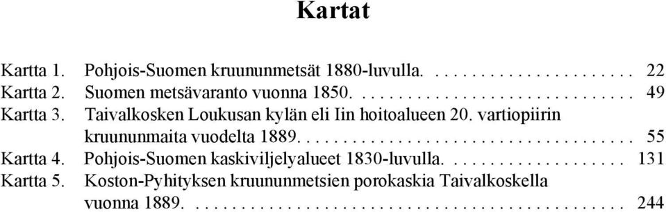 vartiopiirin kruununmaita vuodelta 1889..................................... 55 Kartta 4.