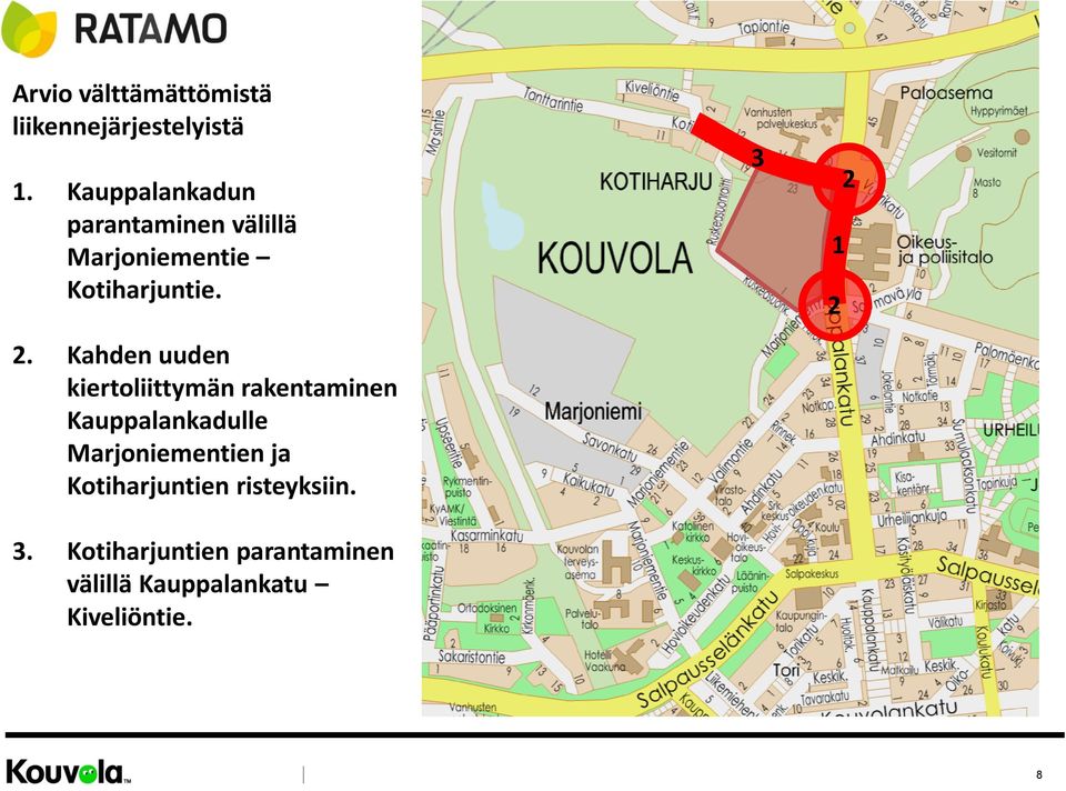 Kahden uuden kiertoliittymän rakentaminen Kauppalankadulle Marjoniementien