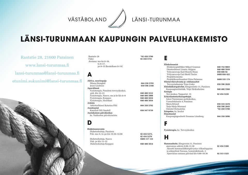 Apuvälineet Fysioterapia, Paraisten terveyskeskus, puh.