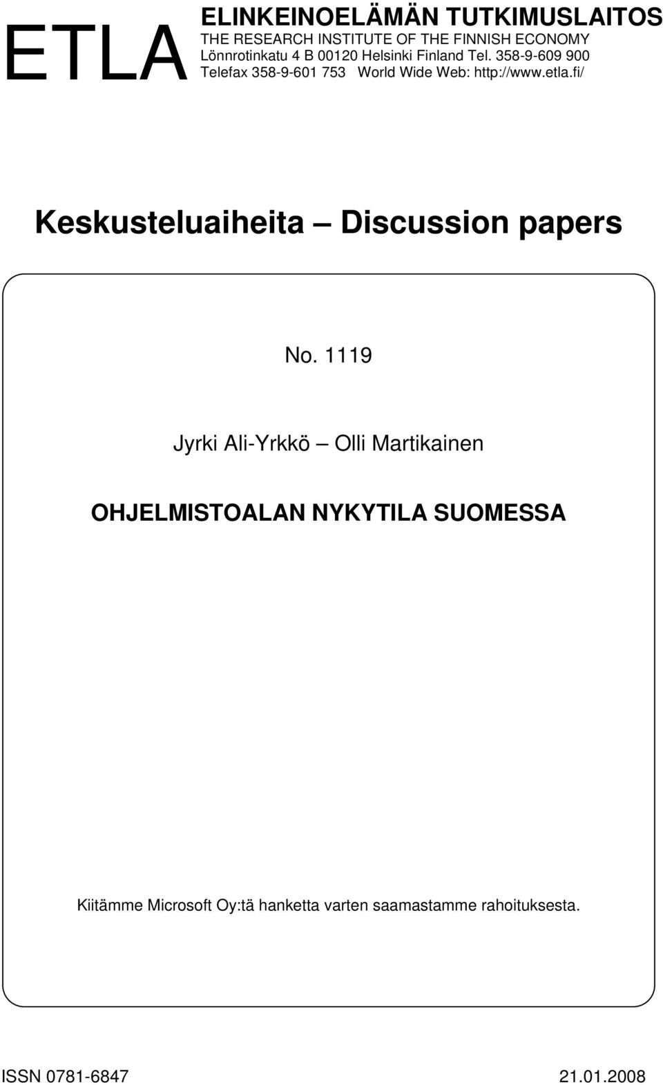 fi/ Keskusteluaiheita Discussion papers No.