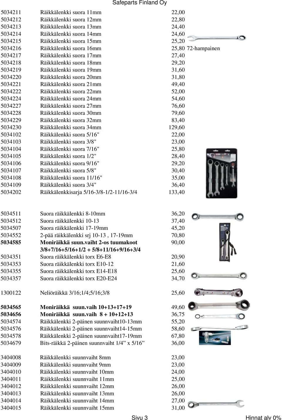 5034221 Räikkälenkki suora 21mm 49,40 5034222 Räikkälenkki suora 22mm 52,00 5034224 Räikkälenkki suora 24mm 54,60 5034227 Räikkälenkki suora 27mm 76,60 5034228 Räikkälenkki suora 30mm 79,60 5034229