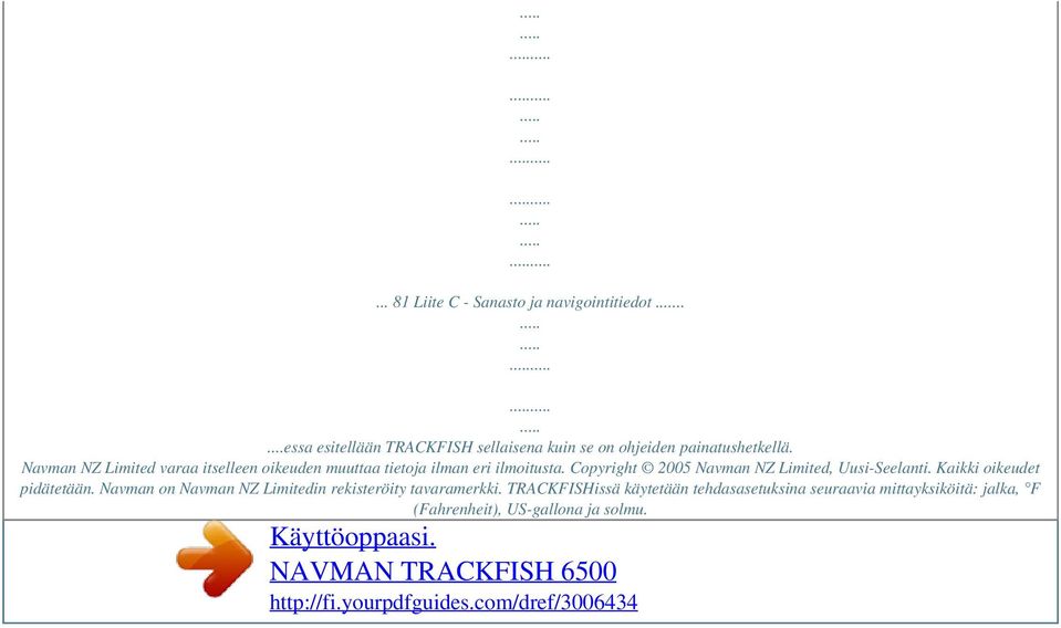 Kaikki oikeudet pidätetään. Navman on Navman NZ Limitedin rekisteröity tavaramerkki.