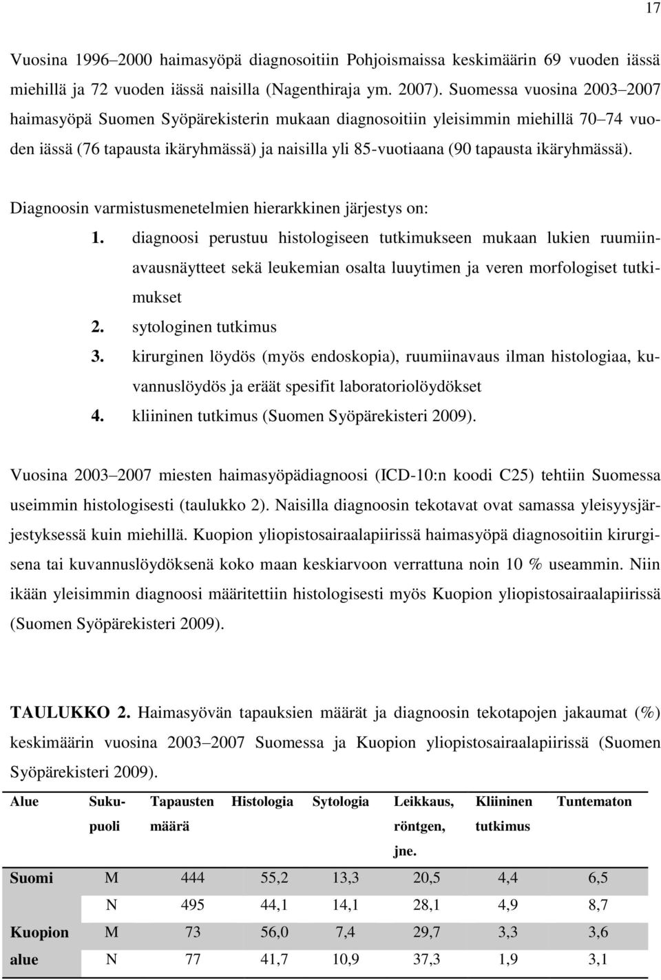 ikäryhmässä). Diagnoosin varmistusmenetelmien hierarkkinen järjestys on: 1.