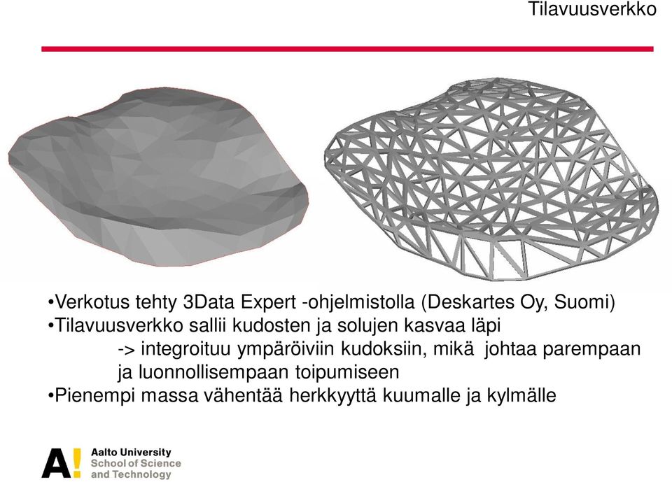 integroituu ympäröiviin kudoksiin, mikä johtaa parempaan ja