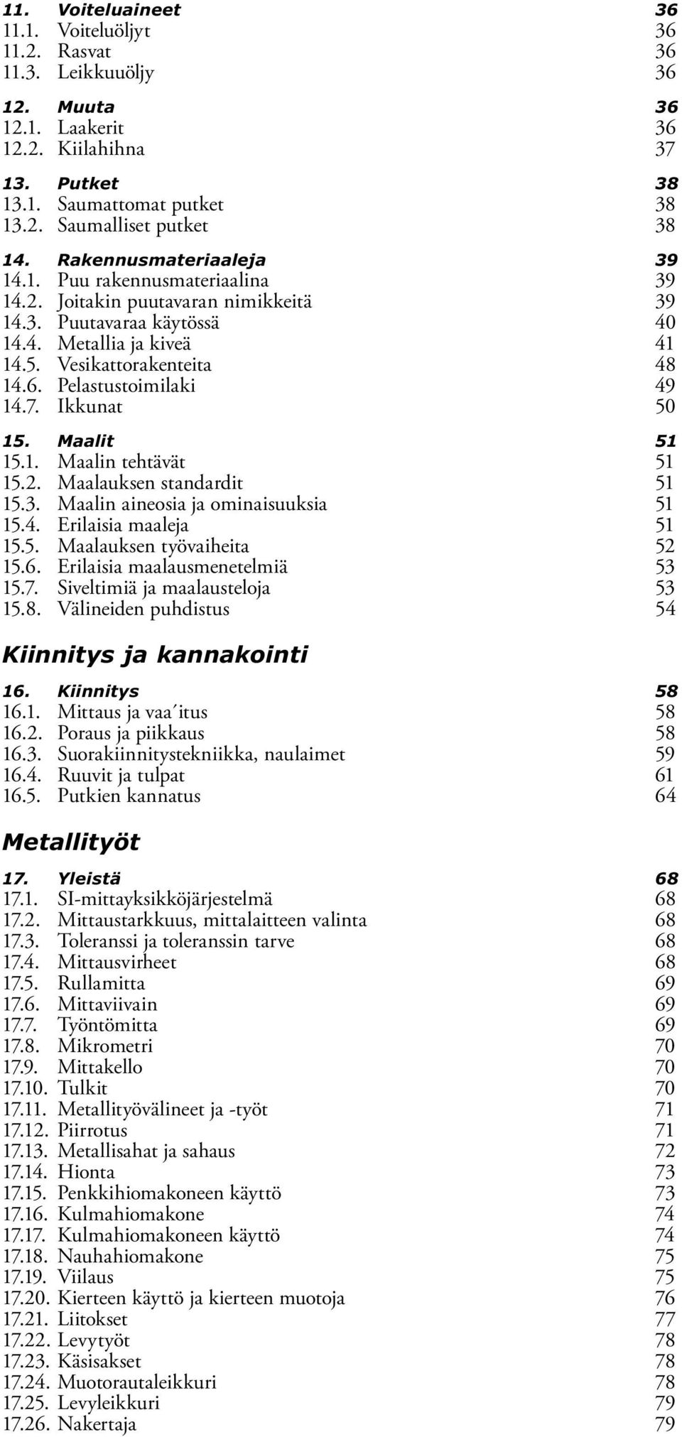 Pelastustoimilaki 49 14.7. Ikkunat 50 15. Maalit 51 15.1. Maalin tehtävät 51 15.2. Maalauksen standardit 51 15.3. Maalin aineosia ja ominaisuuksia 51 15.4. Erilaisia maaleja 51 15.5. Maalauksen työvaiheita 52 15.