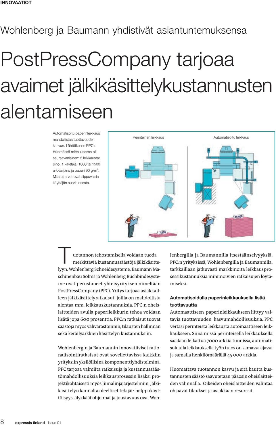 Perinteinen leikkaus Automatisoitu leikkaus Tuotannon tehostamisella voidaan tuoda merkittäviä kustannussäästöjä jälkikäsittelyyn.